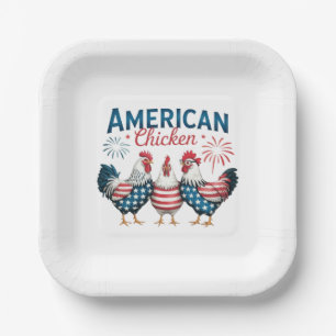 Assiettes En Carton Conception de poulet américain patriotique du 4 ju