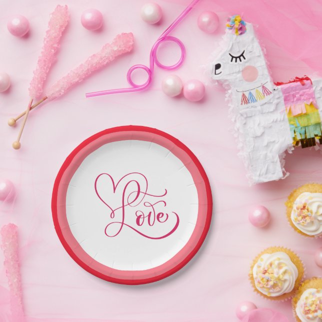 Assiettes En Carton Conception de style d'amour rose mignonne (Fête)
