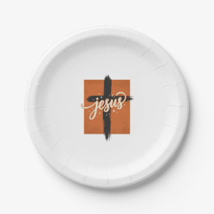 Assiettes En Carton Conception de T-shirt chrétien Croix Jésus Vintage