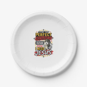 Assiettes En Carton Conception de T-Shirt chrétien Vintage I Need Jesu
