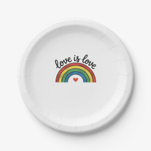 Assiettes En Carton Conception de t-shirt cœur arc-en-ciel vintage Lov