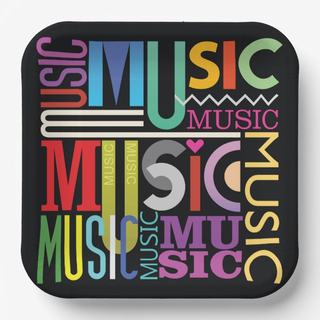 Assiettes En Carton Conception de texte de musique (Recto)