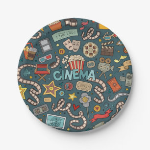 Assiettes En Carton Conception de théâtre de cinéma de fan de cinéma
