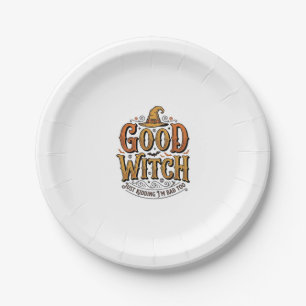 Assiettes En Carton Conception de typographie Halloween sorcière genti
