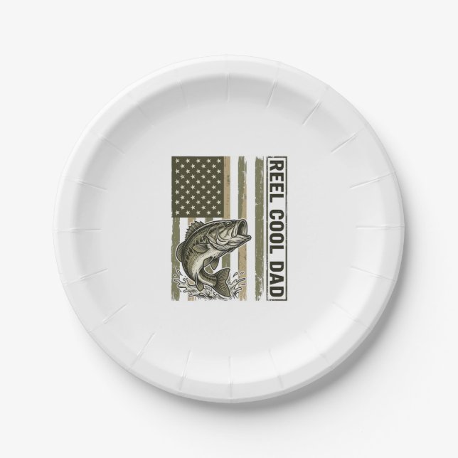 Assiettes En Carton Conception de vecteur de drapeau de pêche à la bas (Devant)
