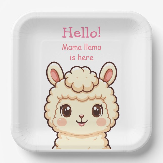 Assiettes En Carton Conception d'illustration de lama mignon (Recto)