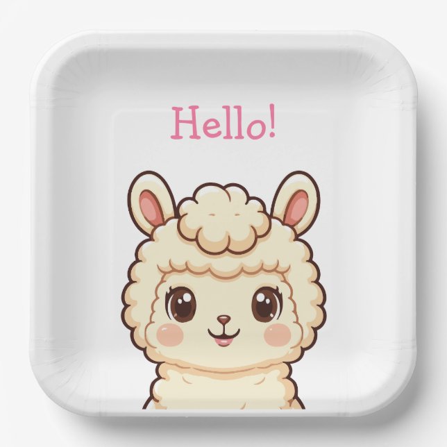 Assiettes En Carton Conception d'illustration de lama mignon (Recto)