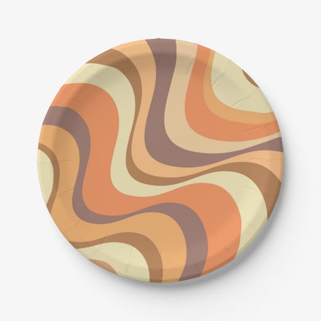Assiettes En Carton Conception d'ondes rétrogrades modernes multicolor (Devant)