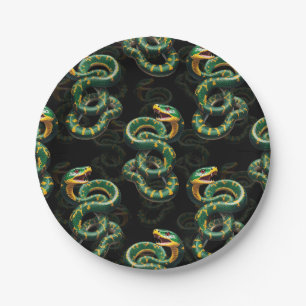 Assiettes En Carton Conception du Motif de serpent Arrière - plan noir