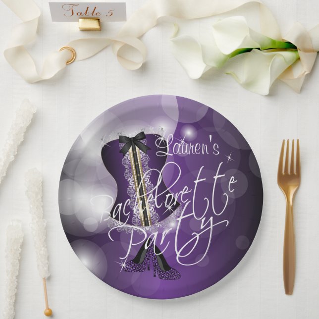 Assiettes En Carton Conception d'une partie de bachelorette violette (Mariage)