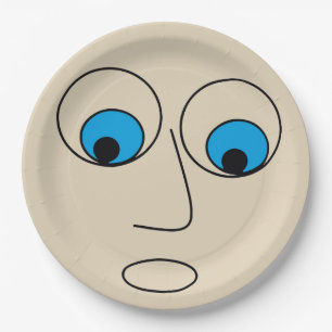 Assiettes En Carton Conception effrayée hilare de visage de bande