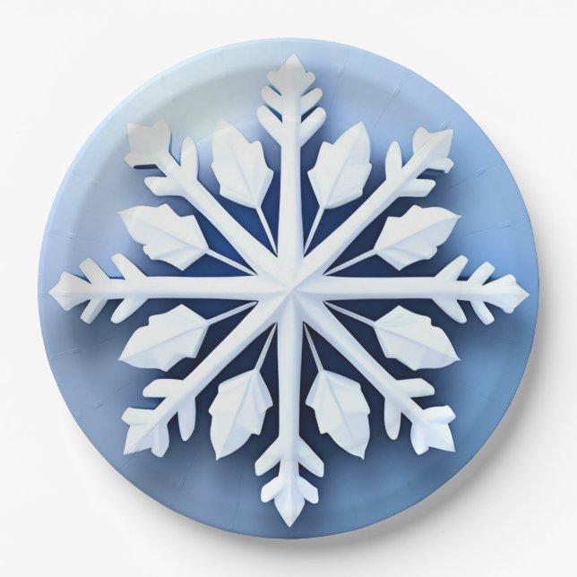 Assiettes En Carton Conception élégante de flocon de neige en 3D (Devant)