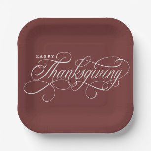 Assiettes En Carton Conception élégante de scripts de Bon thanksgiving