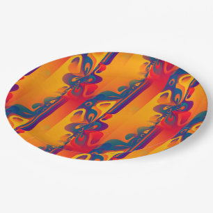 Assiettes En Carton Conception graphique transparente - jaune rouge I