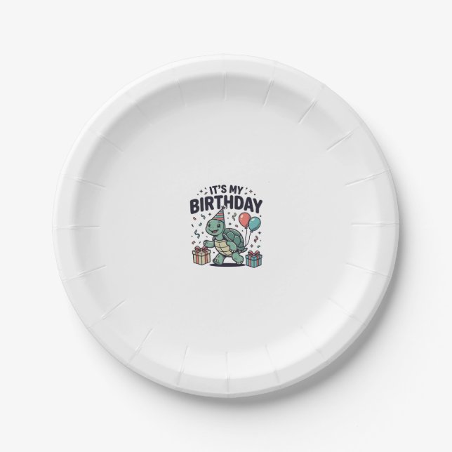Assiettes En Carton Conception vectorielle de fête de tortue d'anniver (Devant)