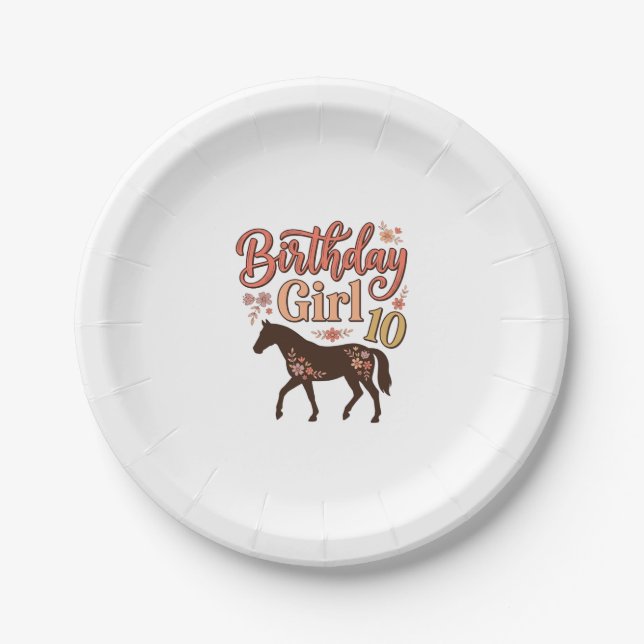 Assiettes En Carton Conception vectorielle florale de cheval 10 pour f (Devant)