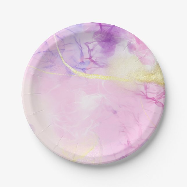 Assiettes En Carton Conception violette et dorée  (Devant)