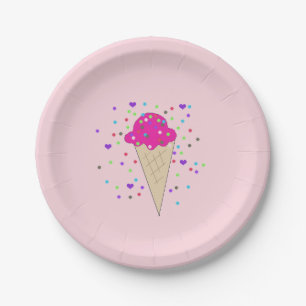 Assiettes En Carton Cône de glace au confetti