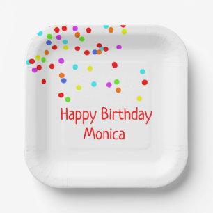 Assiettes En Carton Confetti coloré fête d'anniversaire pour enfants