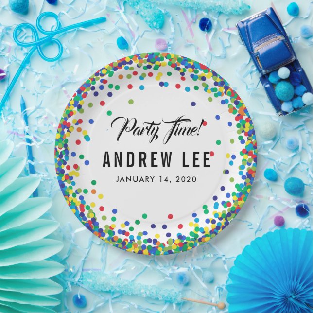 Assiettes En Carton Confetti de couleur primaire saupoudrer la fête d' (Fête)