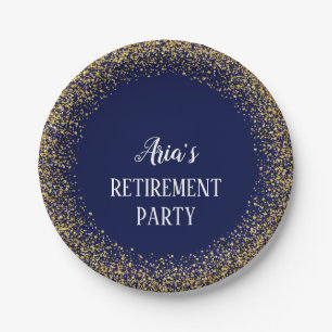 Assiettes En Carton Confetti d'or sur Plaques de la partie de retraite