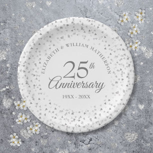 Assiettes En Carton Confetti du 25e anniversaire du Mariage
