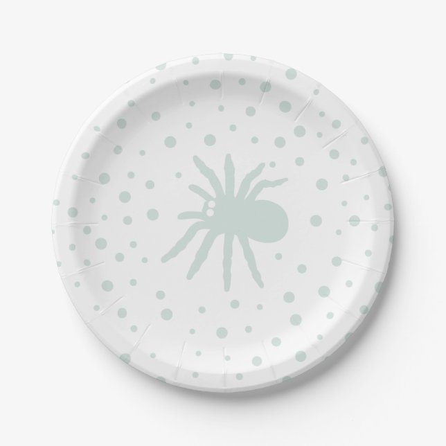 Assiettes En Carton Confetti Pot Vert avec Araignée Éffrayante (Devant)