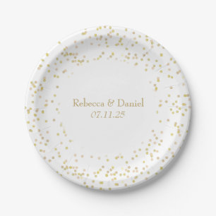 Assiettes En Carton Confettis de poussière d'or