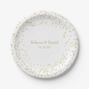 Assiettes En Carton Confettis de poussière d'or