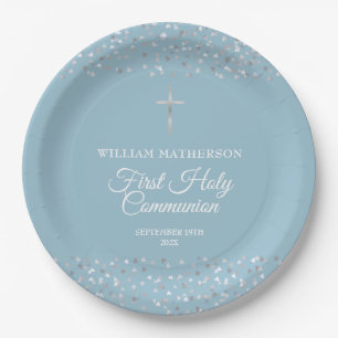 Assiettes En Carton Confettis en forme de coeurs pour la Première Comm