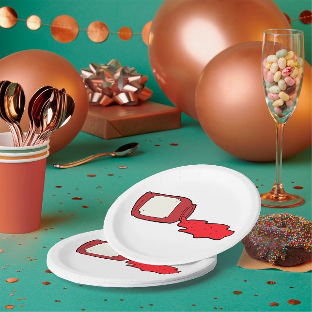 Assiettes En Carton Confiture déversée Cute Jelly Rouge Jar (Créateur téléchargé)