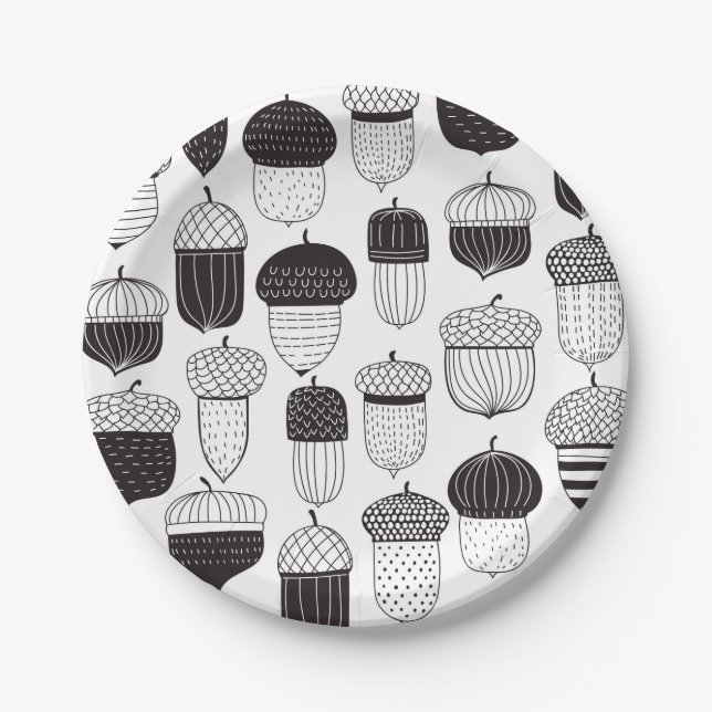 Assiettes En Carton Conflit de Doodle motif d'automne (Devant)