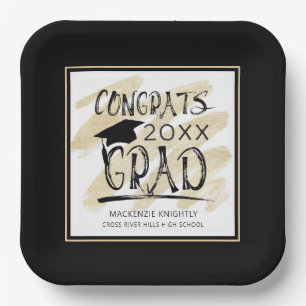 Assiettes En Carton CONGRATS Modernes GRAD Votre Couleur Personnalisée