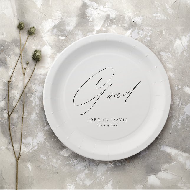 Assiettes En Carton Congrès de la typographie noire Diplômé moderne (Black Typography Congrats Modern Graduate Paper Plates)