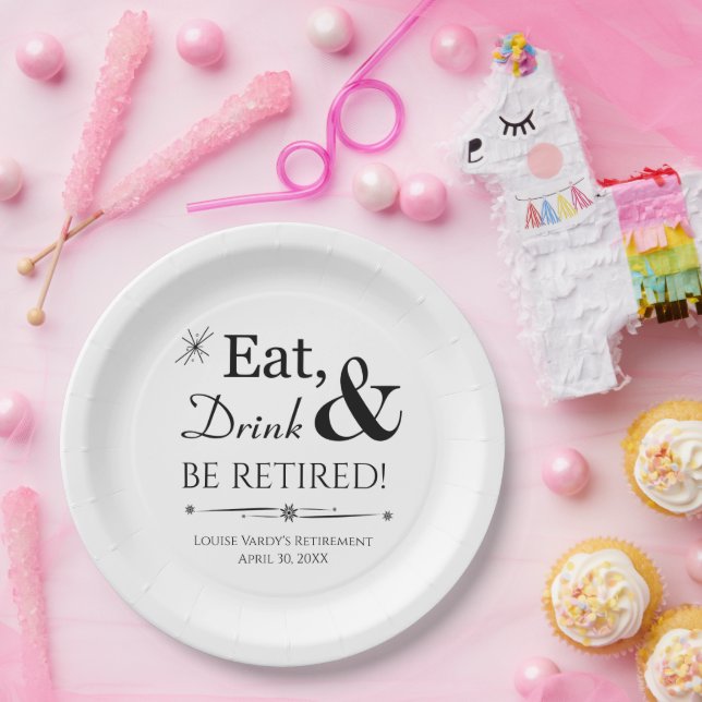 Assiettes En Carton Consommer Boire et être retraité partie retraite (Fête)