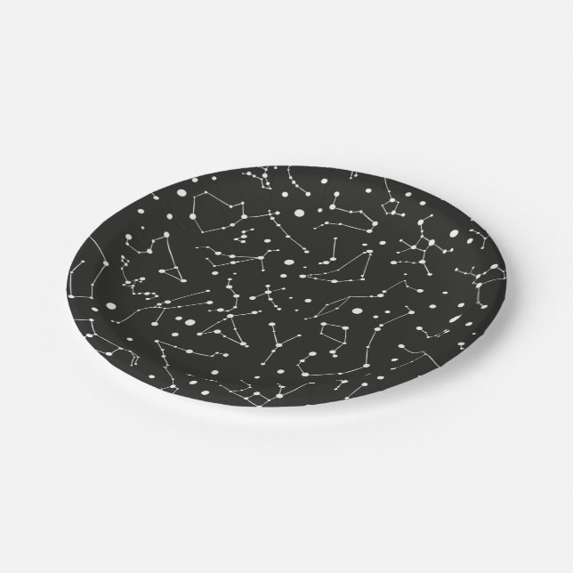Assiettes En Carton Constellations blanches et noires (Angle)