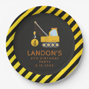 Assiettes En Carton Construction Anniversaire Fête Fermer La Route