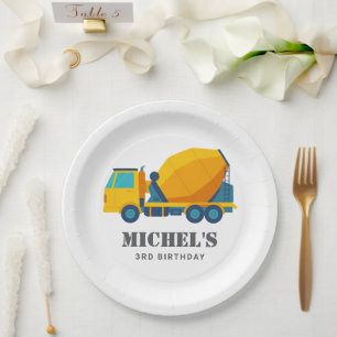 Assiettes En Carton Construction Camion Anniversaire Décor