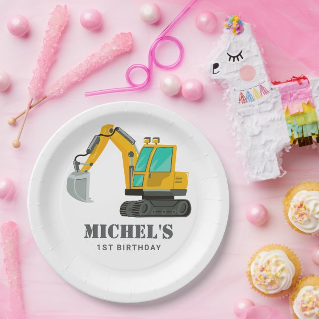 Assiettes En Carton Construction Camion Anniversaire Décor (Fête)