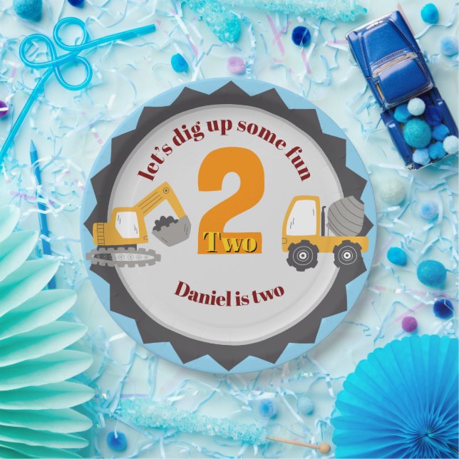 Assiettes En Carton Construction Dump Truck (Fête)