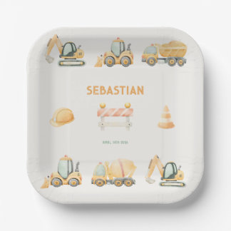 Assiettes En Carton Construction Dump Truck Party Boy First Birthday