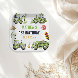 Assiettes En Carton Construction Enfants 1er anniversaire fête