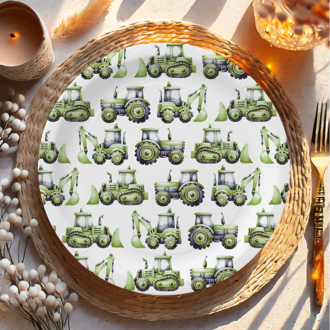 Assiettes En Carton Construction Enfants 1er anniversaire fête (Créateur téléchargé)