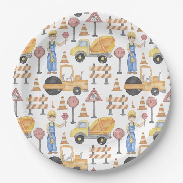 Assiettes En Carton Construction Theme Party (Devant)