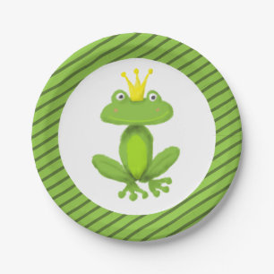 Assiettes En Carton Conte de fées Prince Grenouille Rayure Verte Migno