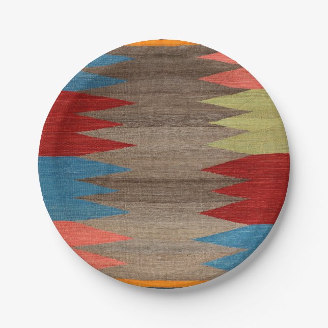 Assiettes En Carton Contemporary Dusty Blue Gray Striped  (Devant)