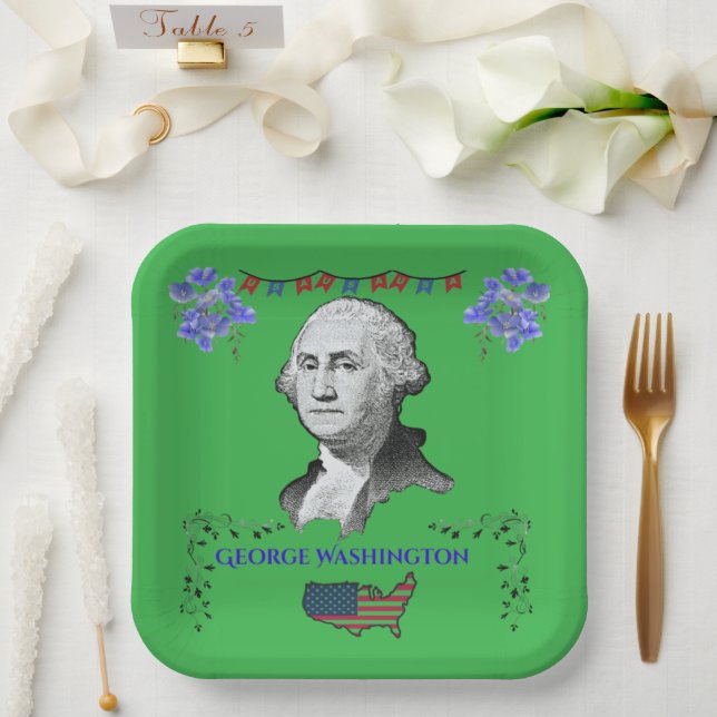 Assiettes En Carton Contribution de Washington vert kelly  (Mariage)