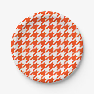 Assiettes En Carton Contrôle de la jambe orange et blanche