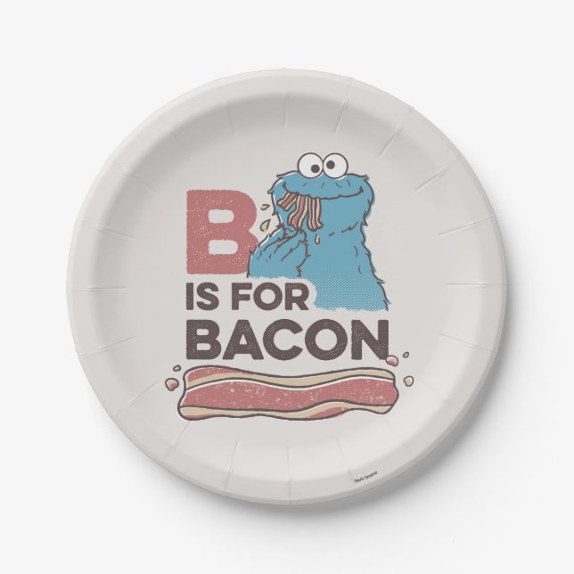 Assiettes En Carton Cookie Monster | B est pour Bacon (Devant)