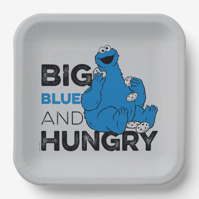 Assiettes En Carton Cookie Monster | Big Blue & Hungry (Recto)